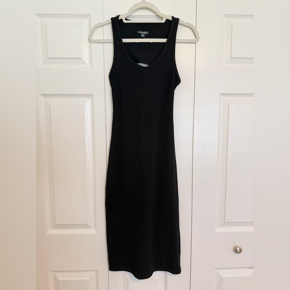 Wild Fable Black Ribbed Midi Dress